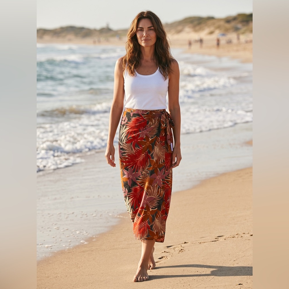 NWT Sisstrevolution Rita Sarong Wrap Skirt Tropical Floral XS/S Beach Cover Up